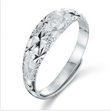 珠联首饰满天星戒指闪亮银戒男女可调节如意福镀925银戒指