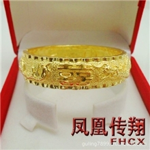 香港金店1比1打造龙凤手镯新娘结婚手镯铜镀黄金手镯镀24K