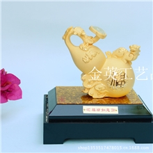厂家供应福禄如意绒沙金沙金工艺品黄金摆件绒沙金批发