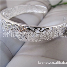 供应银手镯镂空银手镯弯面镂空银手镯N4154银手镯
