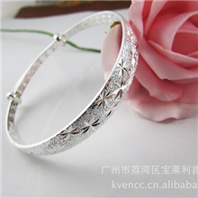 批发925银手镯N4198满天星925银手镯伸缩扣925银手镯