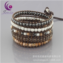 韩版明星手链多层松石手链Jenia手工编织手链CLJ-B-379