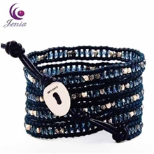 外贸提供饰品批发时尚流行水晶编织牛皮手链CLJ-B-102