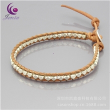 厂家直销韩版时尚流行真皮合金编织手链CL577