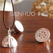 990纯银泰银配件15MM大莲蓬铃铛串珠配件DIY纯银配件