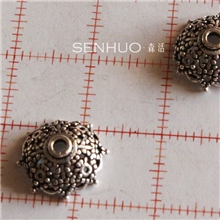 925纯银泰银花托10MM精美皇冠花纹花托珠托DIY饰品配件