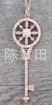 纯银92518K首饰镶钻八心八箭精致款耳环耳饰T款钥匙吊坠