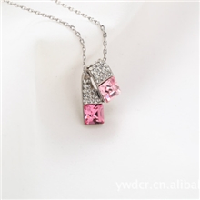 项链套装水钻紫色水晶吊坠项链一件起批JDZ132吊坠