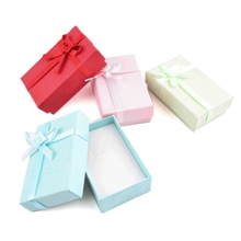 时尚大方彩色蝴蝶结牛皮纸吊坠盒项链盒