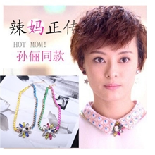 辣妈正传夏冰同款项链女时尚夸张手工镶嵌多色水晶饰品装饰韩国