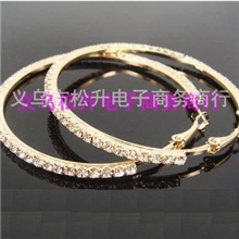 韩国耳环批发镶钻大圈耳环水钻镀玫瑰金精品耳圈镀金耳环批发