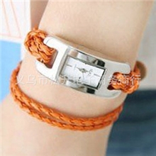 皮绳手表韩版~热卖缠绕双层编织皮绳石英手链手表女13种颜色