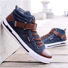 春秋季高帮鞋男鞋帆布鞋男士帆布鞋英伦潮流男式牛仔休闲鞋子
