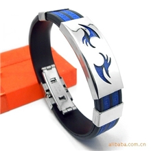 不锈钢饰品批发男士硅胶钛钢手镯手环