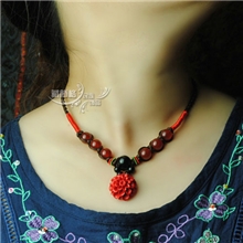 民族风短款锁骨项链红玛瑙玫瑰花小饰品批发云南特色首饰