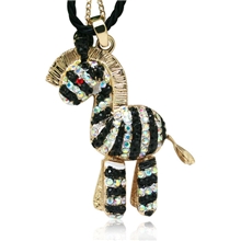 米滋滋时尚饰品日韩新品七彩水晶童年木马项链复古长项链毛衣链