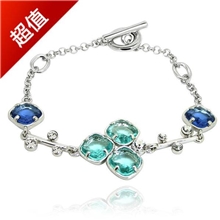 米滋滋时尚饰品奥地利水晶正品花果色电镀白金手链特价
