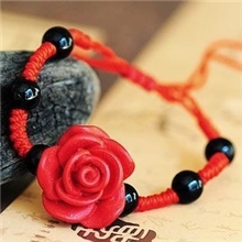 特色中国风漆雕手链玫瑰红线编织东方韵味时尚必备饰品批发女