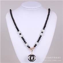 SY1518网络爆款淘宝热卖款水晶珠子配吊坠秋冬毛衣链项链批发