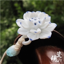 新款编织陶瓷饰品手工捏制圣洁荷花仙子美观雅致时尚手镯批发