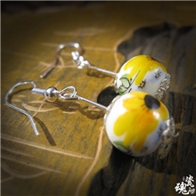 畅销爆款饰品批发高温烧制景德镇厂家优美太阳花韩国风耳环