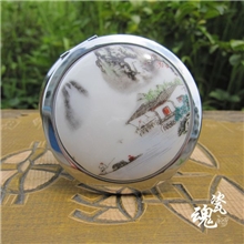 陶瓷折叠双面化妆镜批发粉彩饰品复古首饰景德镇厂家创意镜子