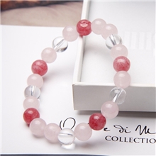 原创韩国韩版时尚饰品批发白水晶隔珠粉晶首饰diy手工串珠手链