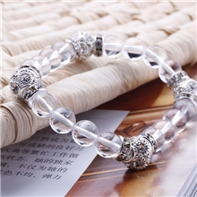 原创韩国韩版时尚饰品批发白水晶藏银首饰diy手工串珠手链