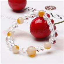 原创韩国韩版时尚饰品批发白水晶配黄玉隔珠首饰diy串珠手链