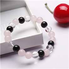 原创韩国韩版时尚饰品批发黑玛瑙配粉晶白水晶手链diy串珠首饰