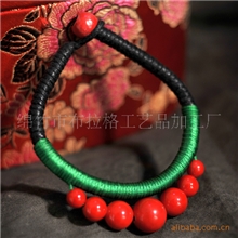NO.2046【蜡绳手链】批发原创手工民族特色饰品手链（绿款）
