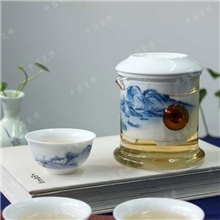 景德镇青花瓷功夫茶具玻璃茶海轻便旅行套装商务活动礼品定制
