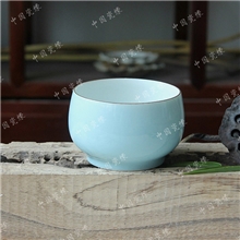 中国瓷缘景德镇手工陶瓷茶杯粉蓝颜色釉大普洱杯罗汉杯品茗杯