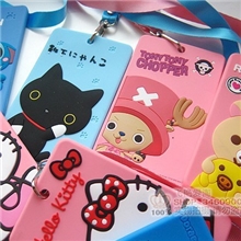 新款可爱卡通挂绳硅胶胸卡套学生公交车胸牌证件套