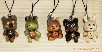 【5款】挂件公仔手机链和风复古公仔卡通木饰挂件现货小礼品
