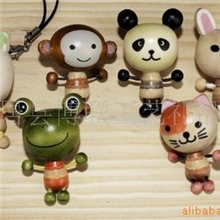 木头手机挂件木头小挂饰染色公仔挂件小饰品实木动物公仔