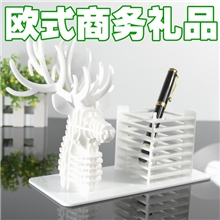 欧式商务礼品鹿造型笔筒可定制LOGO