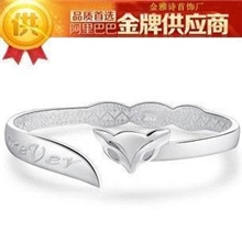 纯银手镯女999千足银狐狸手镯时尚银镯子淘宝爆款大量现货