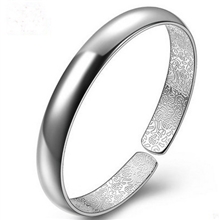 大量现货淘宝爆款镀925银千足银韩版饰品纯光面开口贵妃手镯