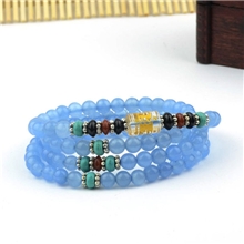 天然粉玉髓/黄/蓝/紫玉髓六字真言108颗佛珠手链男/女水晶