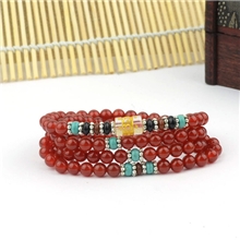 正品天然红玛瑙手链女男士六字真言佛珠手链旺运保平安