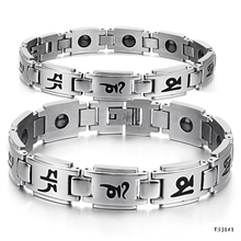JewelryBracelets宗教嗡玛呢呗咪哄钛钢情侣手链批发TS3141