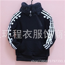 2013秋冬款儿童卫衣儿童加绒卫衣儿童抓绒套头卫衣双肩音乐符