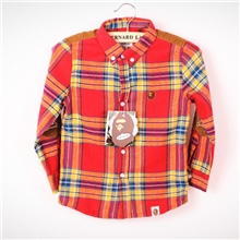 2013春顶尖潮牌BAPE男童格子衬衫磨毛面料儿童长袖衬衣