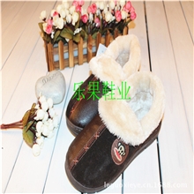 2013新款西施绒拼皮开通图案男棉鞋情侣款