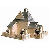 厂家直销2大片装木制立体拼图【幸福小屋】仿真模型一箱30个