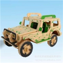 正品四联益智热销玩具小吉普车木质仿真模型益智玩具木制立