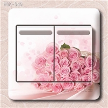 HGK-049粉玫瑰彩色PVC花卉开关贴批发