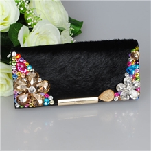 高帆钱包马毛镶钻钱包女钱包钱夹皮夹厂家直批8008纯色