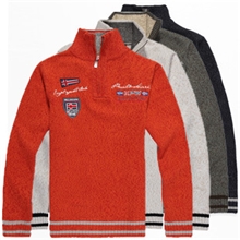 人气爆款Paulshark鲨鱼原单秋冬装英伦休闲男装半拉链长袖毛衣